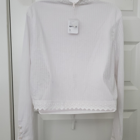 Free People White / Blanc long sleeve top size M. - Picture 11 of 12